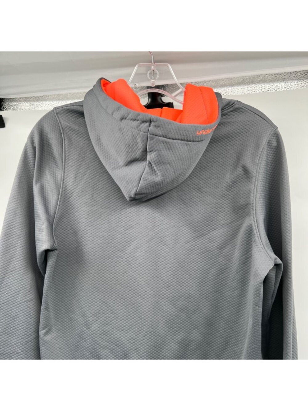Under Armour Womens Pullover Hoodie Loose Fit Gray/Coral Size Small - Picture 6 of 9